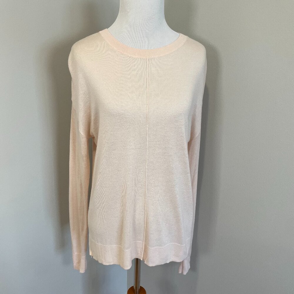 Halogen Women’s Pink Hi-Lo Crewneck Cotton Sweater